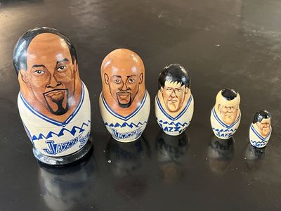Utah Jazz Basketball Player Matryoshka Nesting Dolls Set - Karl Malone, Stockton, Russell, Ostertag, Hornacek