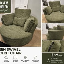 Brand New Green Swivel Accent Chair – Assembled – $225 OBO
