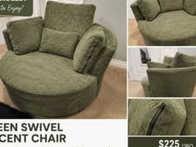Brand New Green Swivel Accent Chair – Assembled – $225 OBO