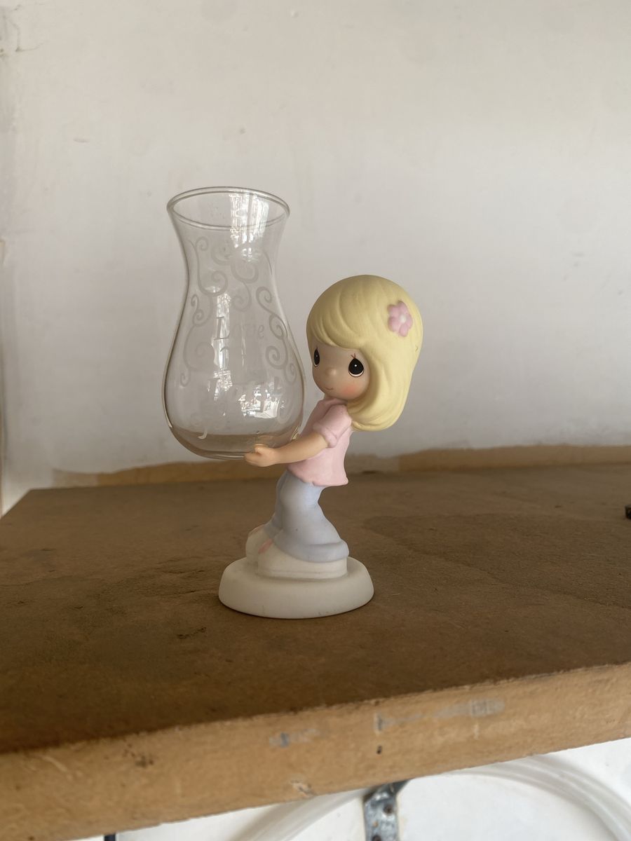 Precious Moments Figurine with Glass Vase Holder
