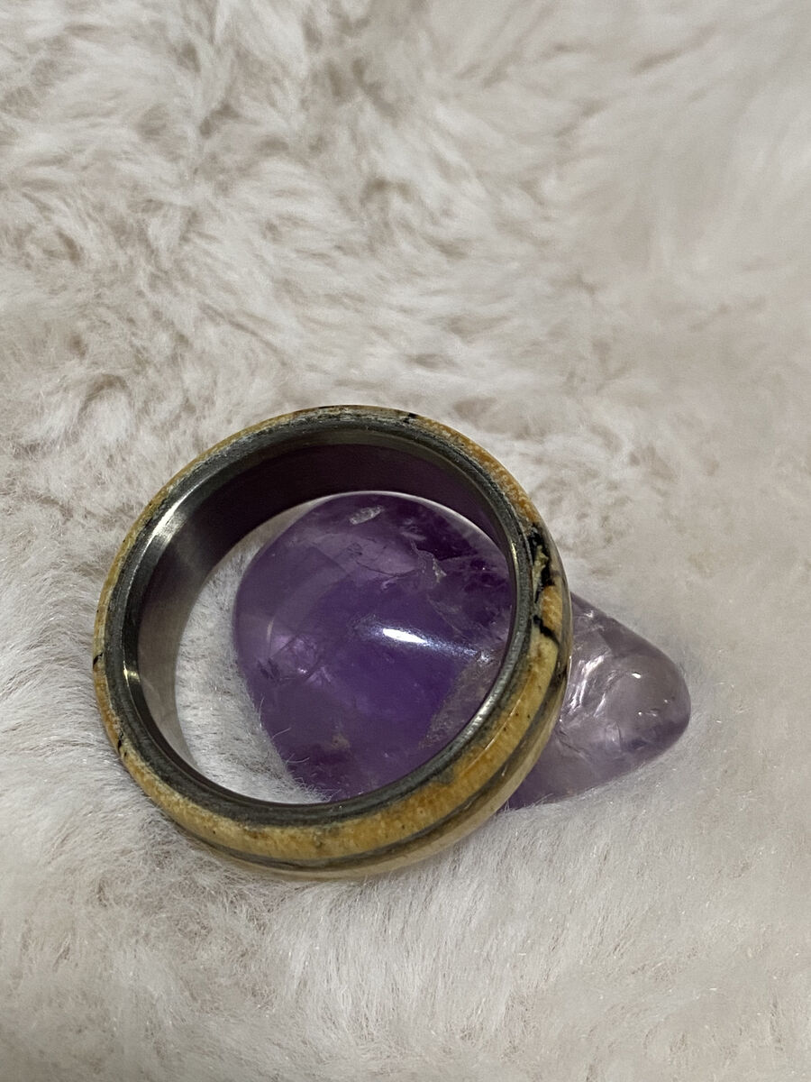 Titanium Band w. Spalted Maple & Abalone Shell. Size 13