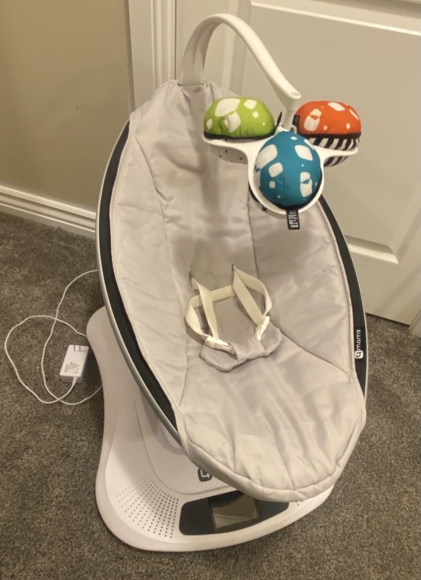 4moms mamaroo infant baby swing seat with power adapter and mobile