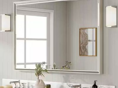 New - QueenFun 48"x36" Rectangular Framed Alloy Frame Mirror Bevel Design