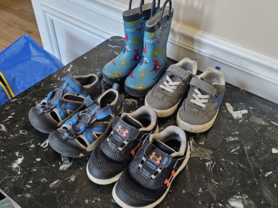 Kids' Shoe Bundle: Keen, Under Armour, Nike, Converse, Skechers & More - 8 Pairs + Bonus Socks