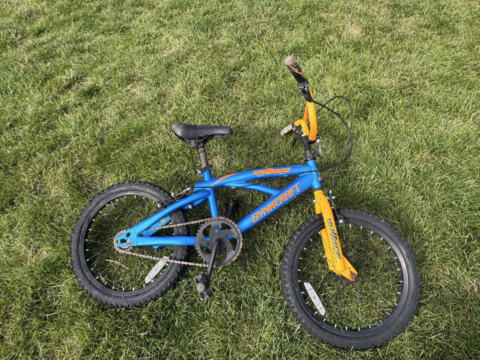 Boys Dynacraft Voltage BMX Bike Blue and Yellow Ready to Ride 