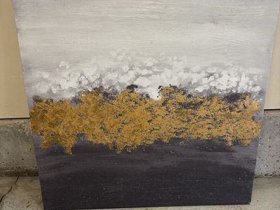 Abstract Gold & Gray Canvas Art 40” x 40” - Modern Wall Decor
