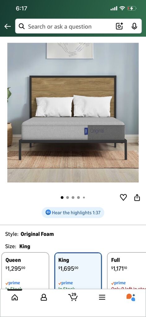 King Size Casper Matress