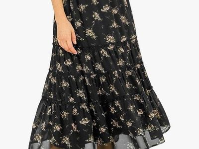 Black floral skirt