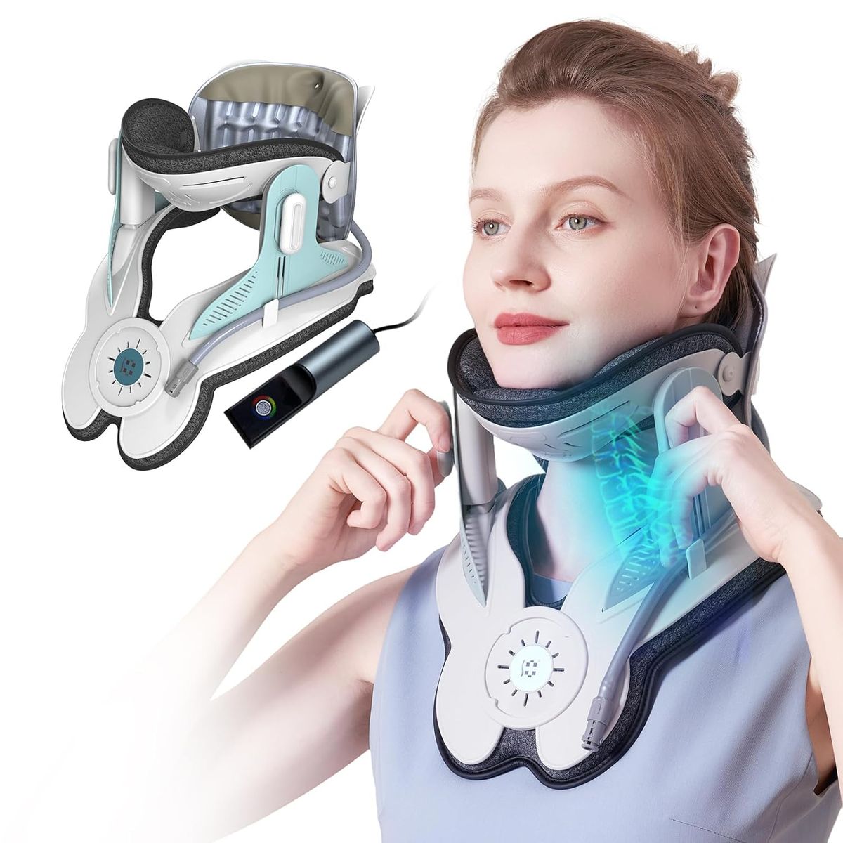NEW Cervical Neck Traction Device, Adjustable Neck Stretcher Cervical Traction, Built-in 8 Airbag