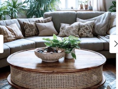 New 36" Round Mango Wood Coffee Table