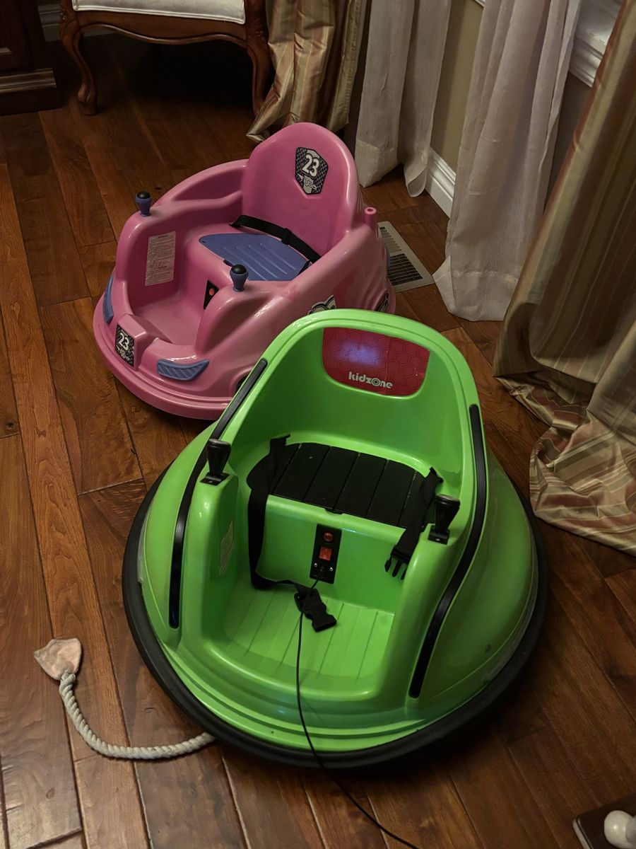 Kidzone Electric Bumper Cars - Pink and Green Set. $30 OBO