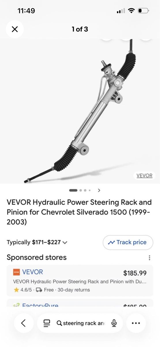 VEVOR Hydraulic Power Steering Rack and Pinion for Chevrolet Silverado 1500 (1999-2003)