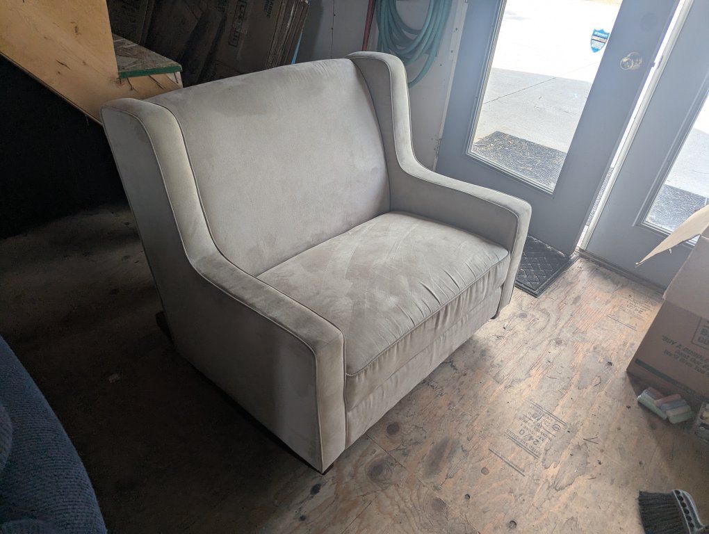 Light Beige Microfiber Upholstered Rocking Chair
