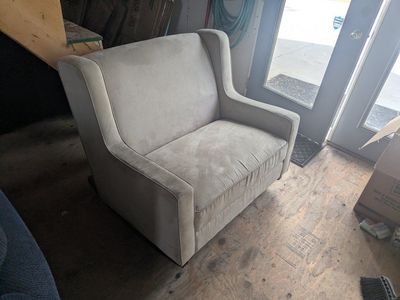 Light Beige Microfiber Upholstered Rocking Chair