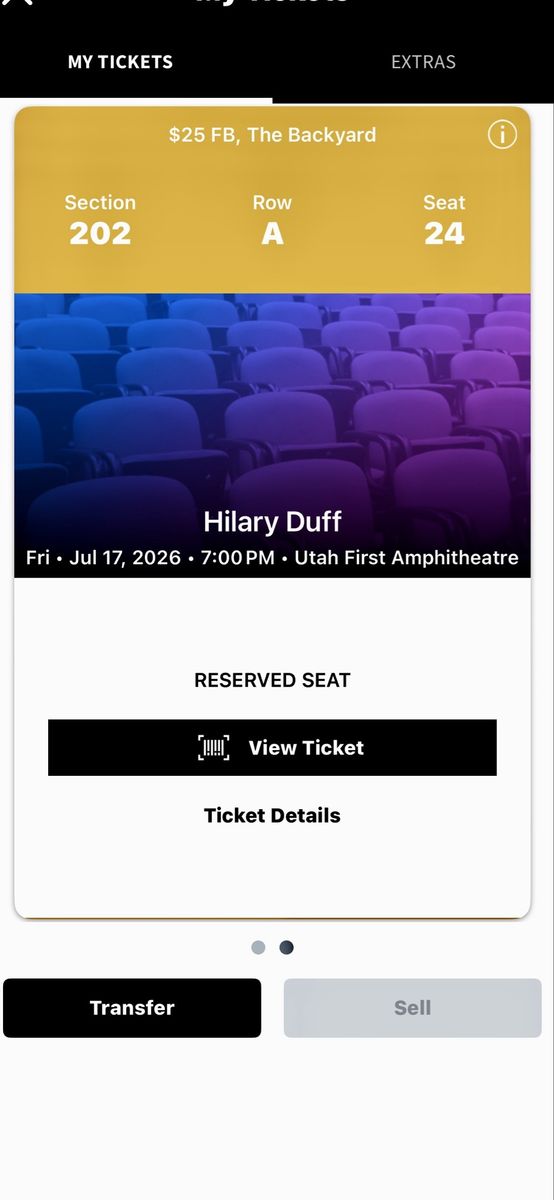 Hillary Duff VIP row A section 202 season tickets