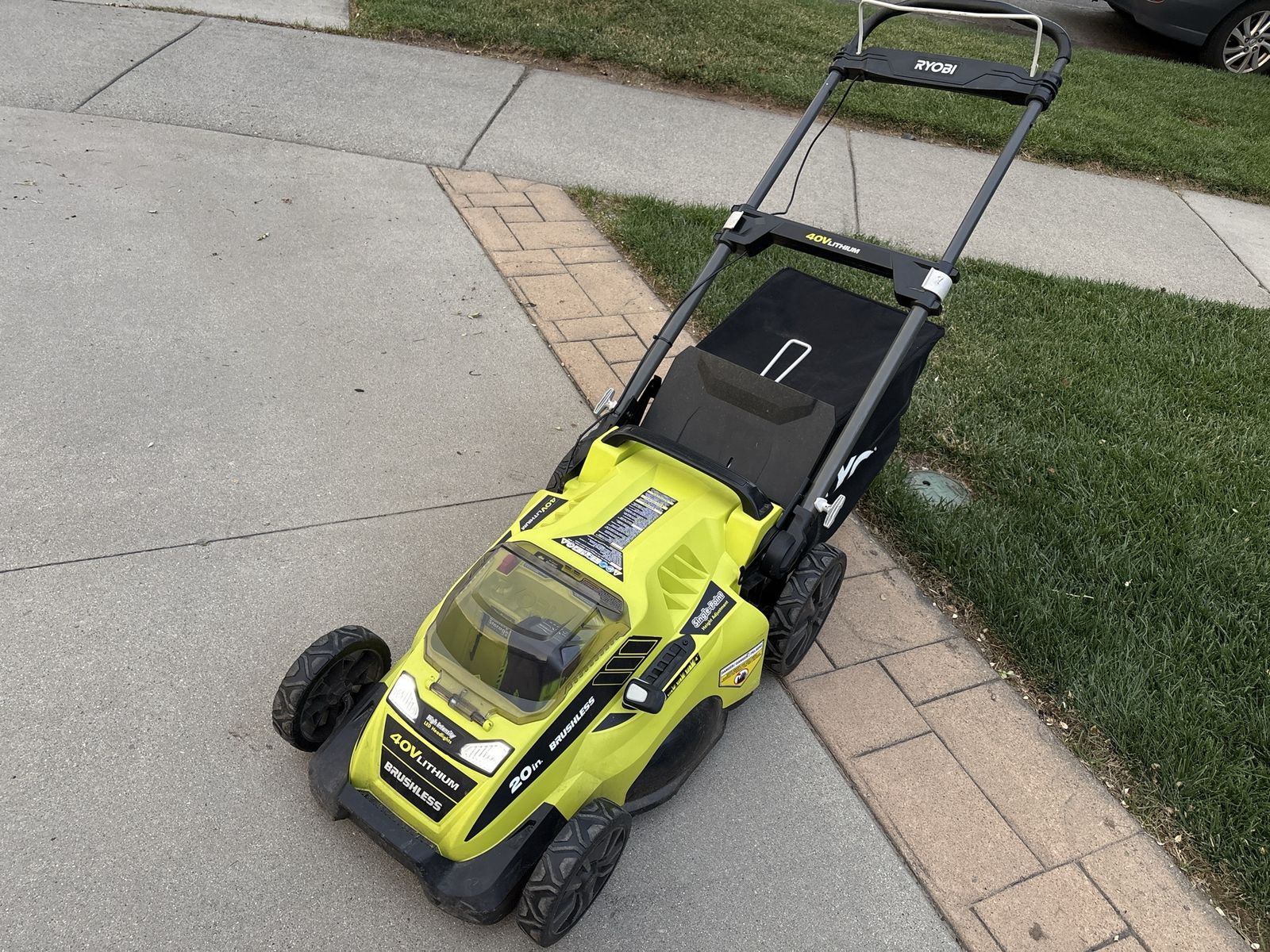 Ryobi 40V Brushless 20-Inch Cordless Lawn Mower with Grass Bag