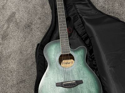 Archer 11 Acoustic Guitar Green Burst with Gig Bag and Strap