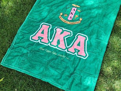 Alpha Kappa Alpha AKA Sorority Inc. Green & Pink Plush Throw Blanket