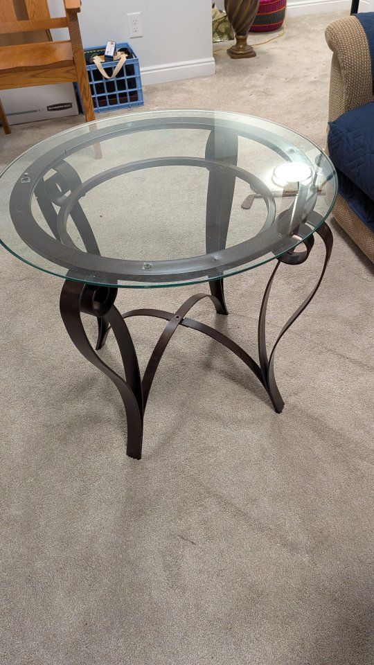 Glass top end table round