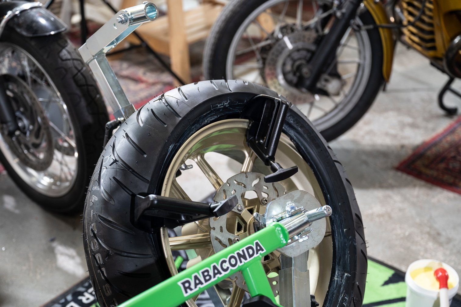 motorcycle or dirt bike tire change