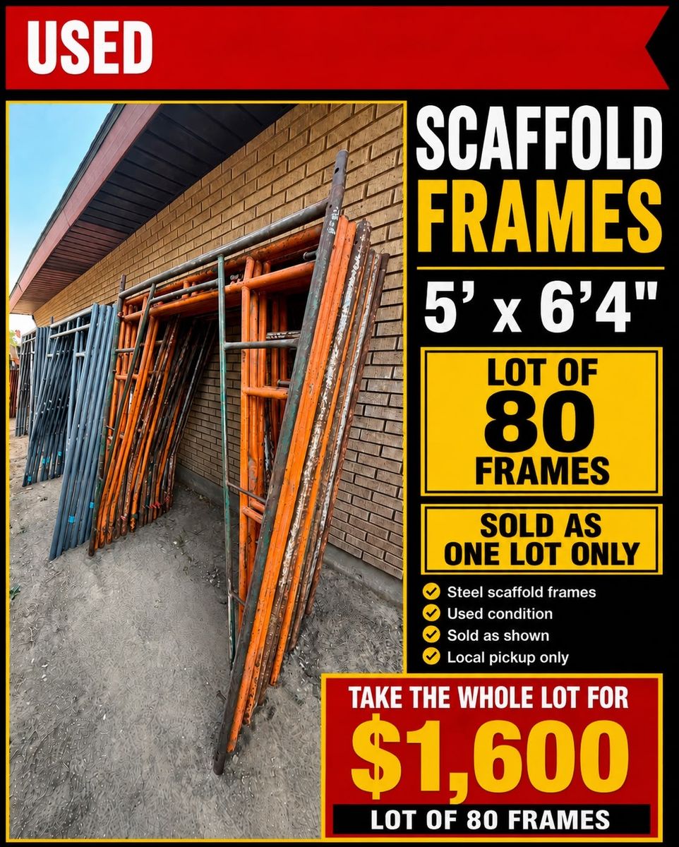 Used Steel Scaffold Frames 5' x 6'4" - Lot of 80