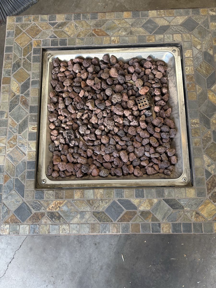Tile-Top Propane Fire Pit Table with Lava Rocks - Outdoor Patio Heater & Decor