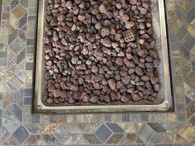 Tile-Top Propane Fire Pit Table with Lava Rocks - Outdoor Patio Heater & Decor