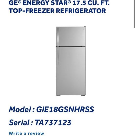 Brand New* GE ENERGY STAR 17.5 Cu. Ft. Top-Freezer Refrigerator GIE18GSNHRSS Stainless Steel