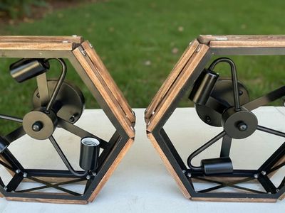 Set of Farmhouse ceiling mounted light fixtures. Orig cost $69. each and bought 5/2/26. Hardware included, bulb are not.