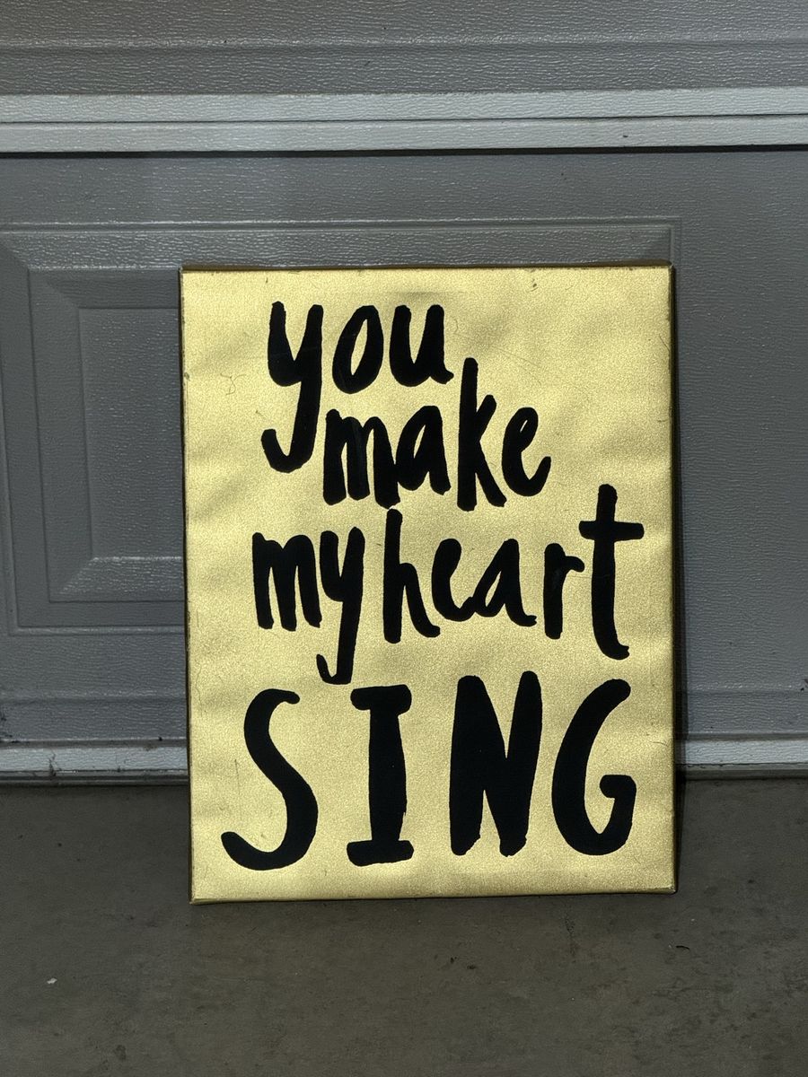 Hand-Painted Gold Canvas Wall Art - You Make My Heart Sing