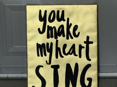 Hand-Painted Gold Canvas Wall Art - You Make My Heart Sing