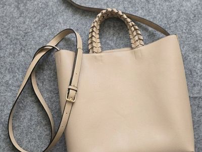 Jules Kae Large "Charlotte" Tote with Braided Handles (blush nude color)