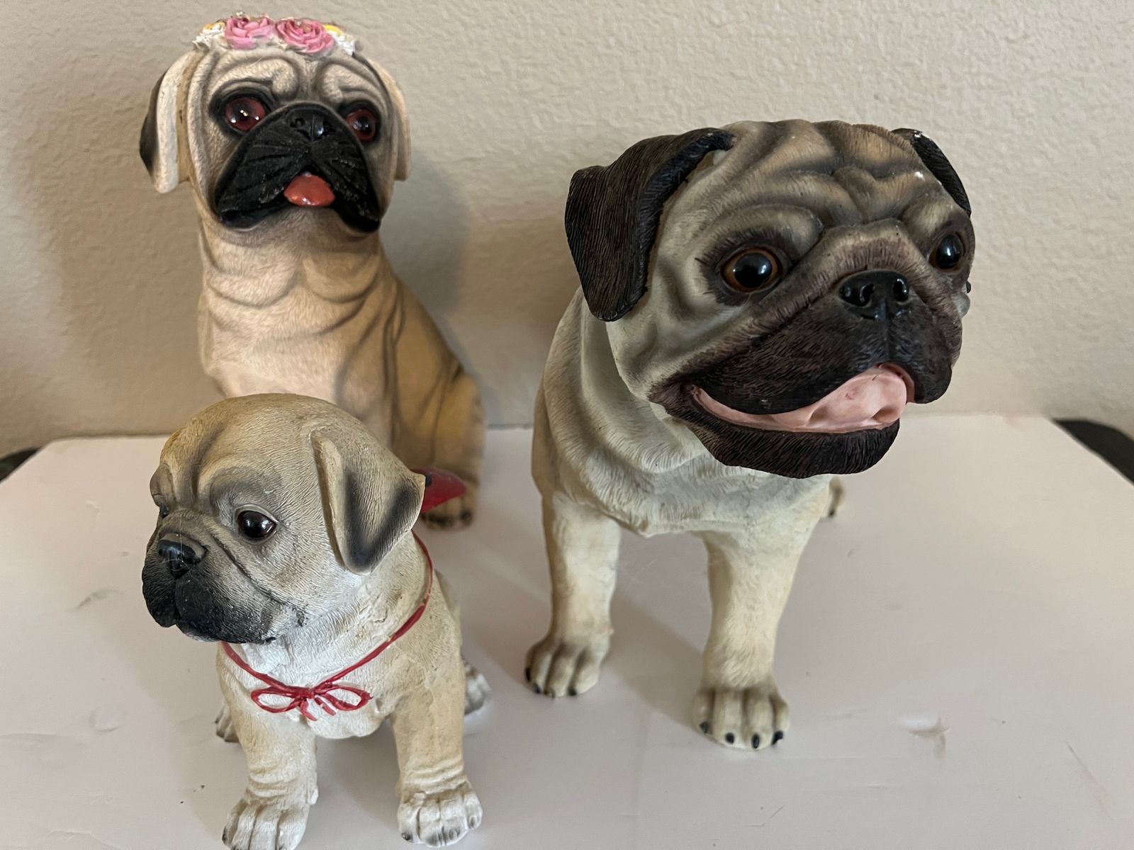 Pug/Dog Statues - Sold as Set (3 total)