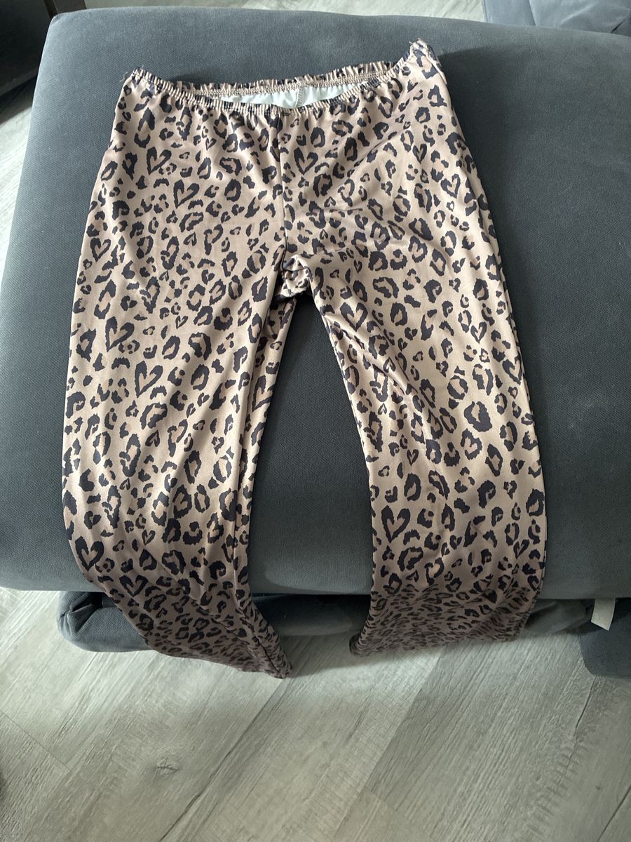 Tan & Black Leopard Print Stretchy Leggings - Women's Medium Flare Pants