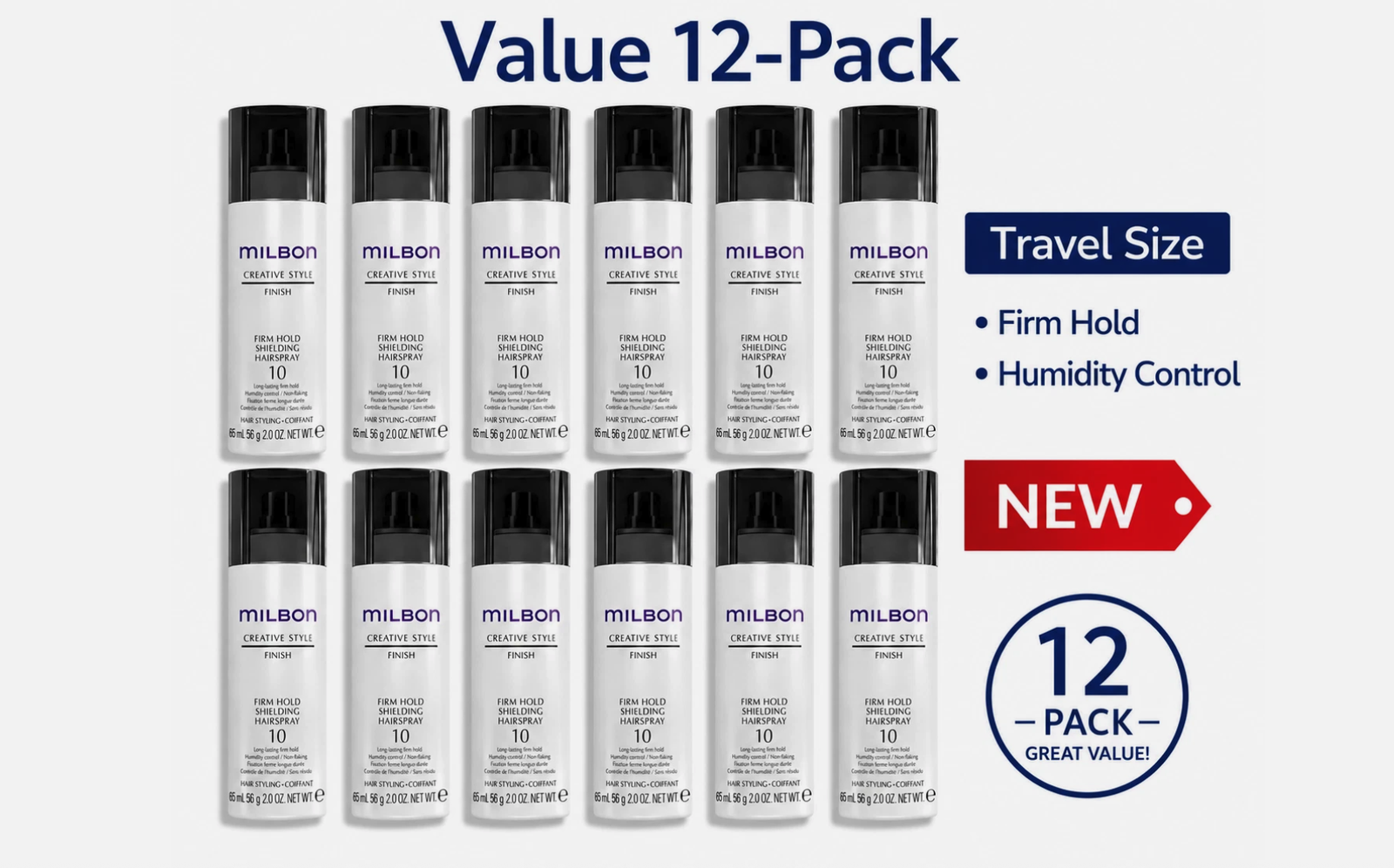 MILBON Firm Hold Shielding Hairspray #10 Travel Size 12-Pack NEW Fast Ship