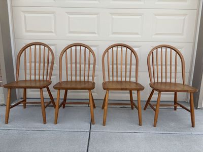 Set of Teak Spindle Back Chairs