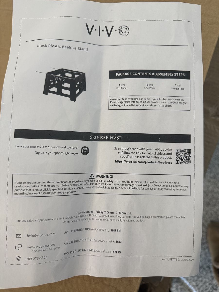 Vivo Black Plastic Beehive Stand