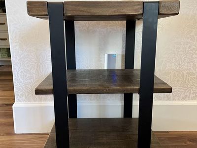 Rustic Industrial Wood & Metal Side Table / End