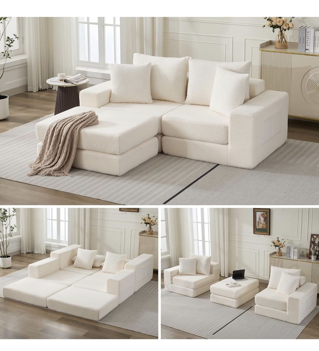 Korser Modular Sectional Couch with L-Shape Chaise, Modern Boneless Loveseat Cloud Couch