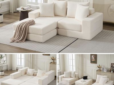 Korser Modular Sectional Couch with L-Shape Chaise, Modern Boneless Loveseat Cloud Couch