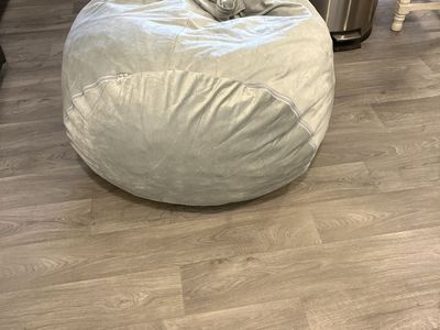 Large Light Gray Soft Velvet Bean Bag Chair with Handle
