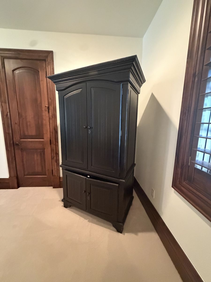 Black Wooden Armoire Entertainment Center Wardrobe Cabinet