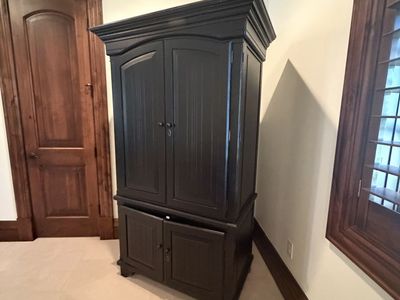 Black Wooden Armoire Entertainment Center Wardrobe Cabinet