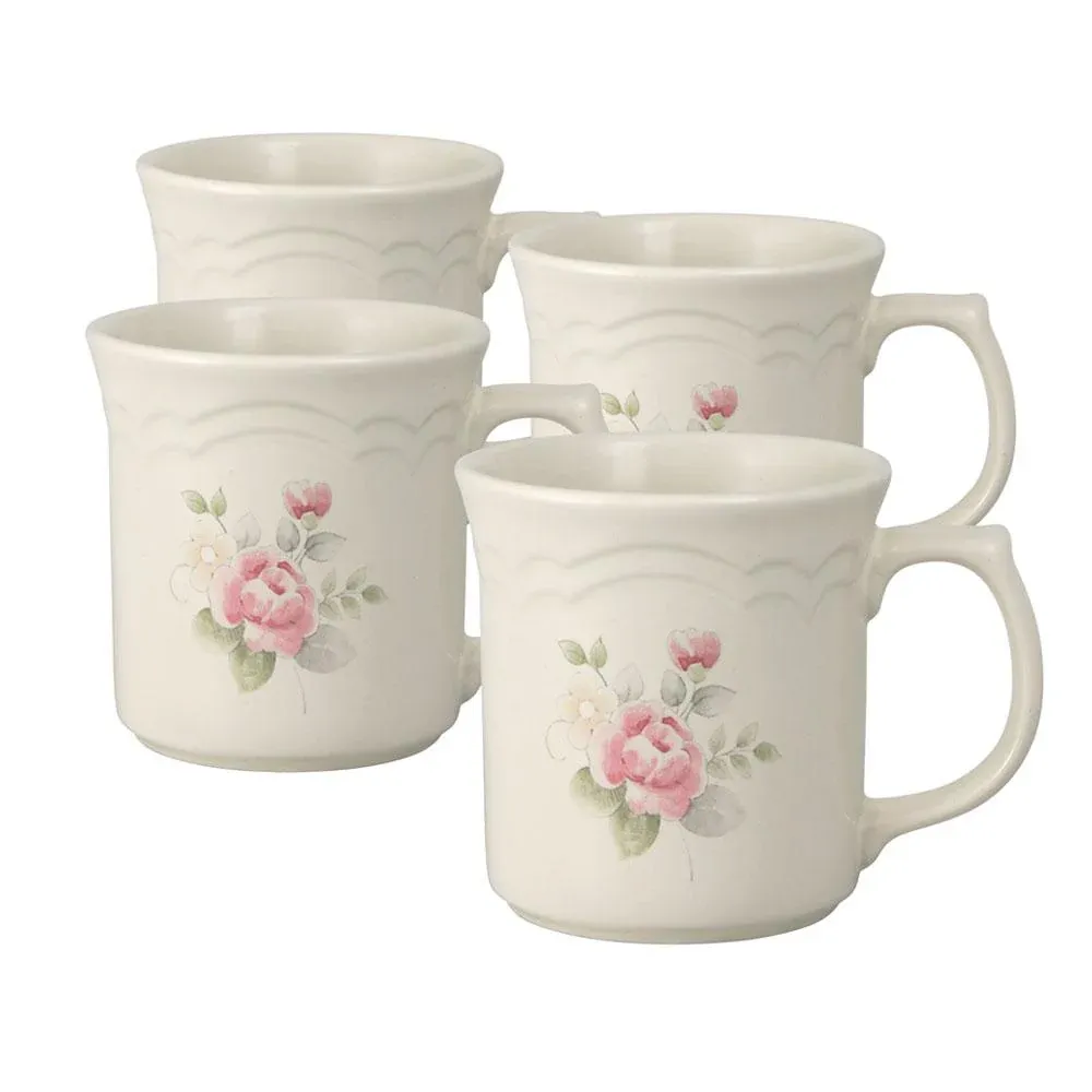 Vintage Pfaltzgraff Tea Rose Set of 3 Mugs