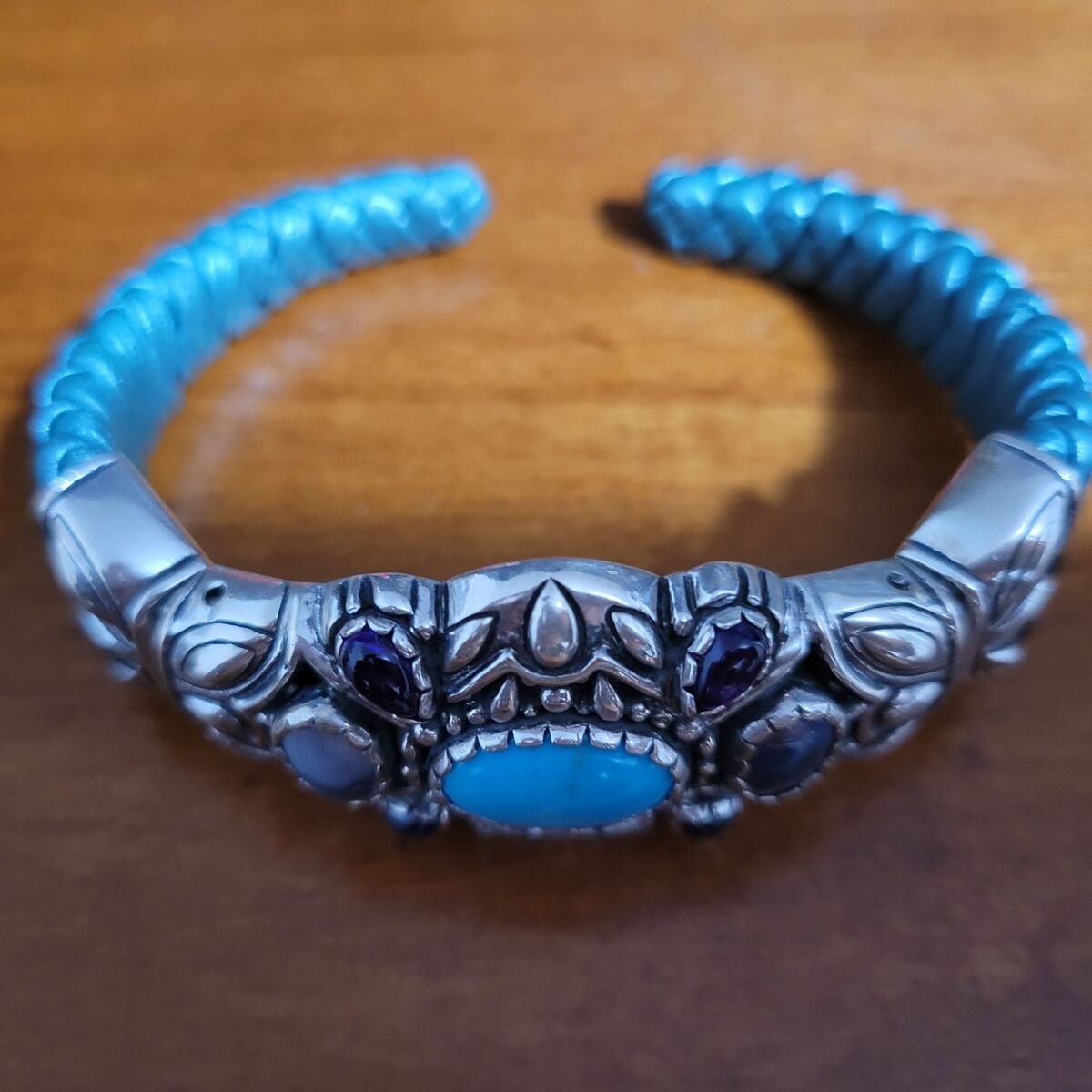 Carolyn Pollack .925 Sterling Silver Leather Braid