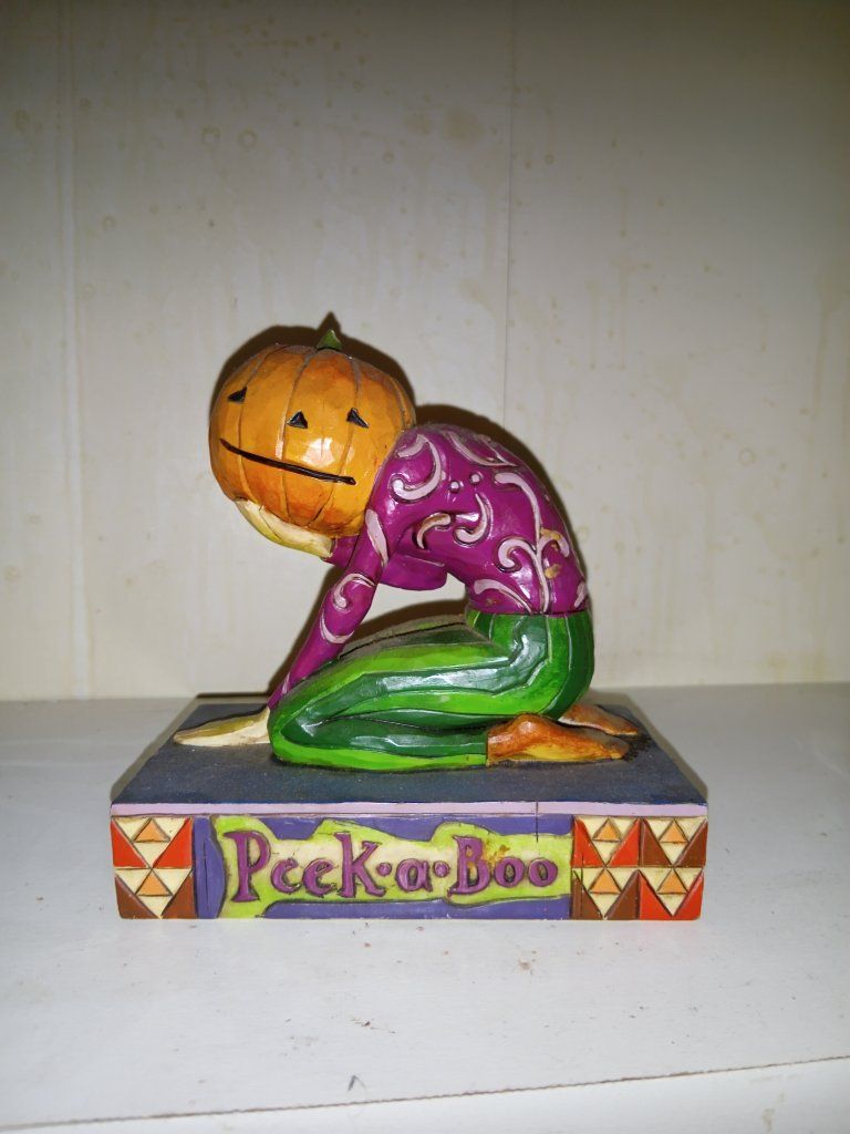 Jim Shore Heartwood Creek "Peek-A-Boo" Pumpkin Head Halloween Figurine 4005339