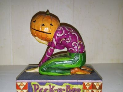 Jim Shore Heartwood Creek "Peek-A-Boo" Pumpkin Head Halloween Figurine 4005339