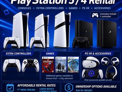 Rent PlayStation 5 / 4 / PS5 / PS4 consoles, VR, Hardware, games, controllers, accessories, and more.