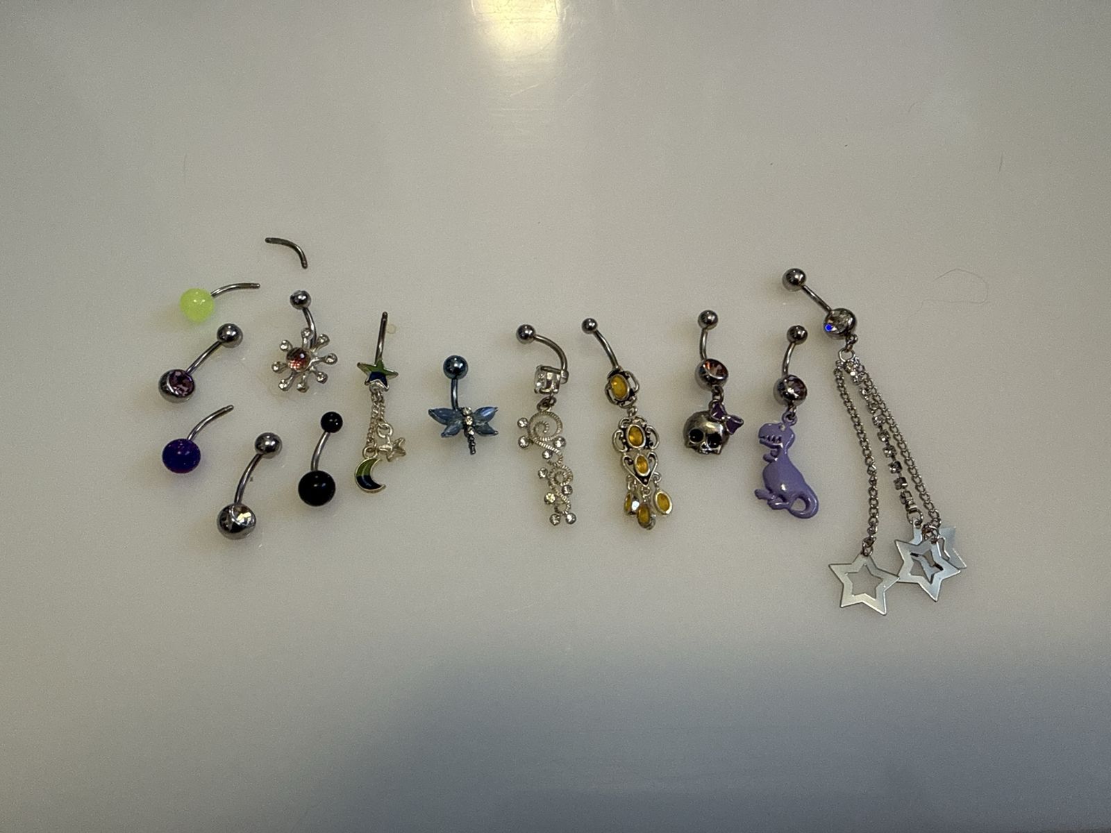 Assorted Belly Button Rings Lot - Dangle Charms & Studs Body Jewelry