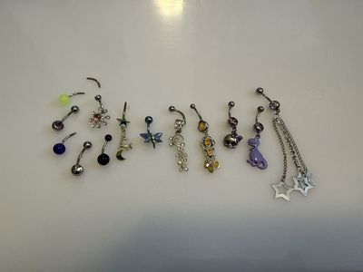 Assorted Belly Button Rings Lot - Dangle Charms & Studs Body Jewelry